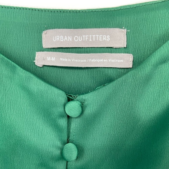 Urban Outfitters Emerald Green, Mini Satin Slip Dress, Padova, Sz Medium - Picture 3 of 8
